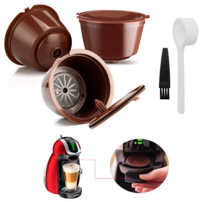 Dolce Gusto Capsule Capsule Riutilizzabili Per Dolce Gusto - Set Da 3 Con Cucchiaino E Spazzola, Per Caffè Macinato Fatto In Casa Accessori Macchina Caffè - Foto 2