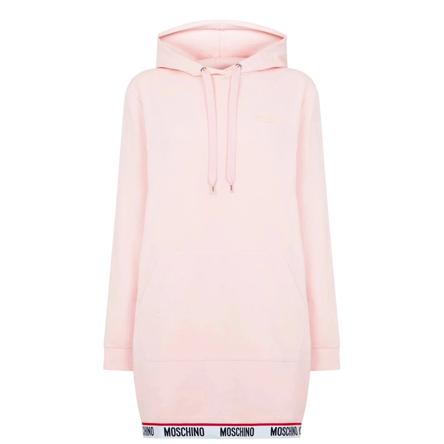 Moschino abito maglione con cappuccio rosa taglia S UK 10 RRP £210