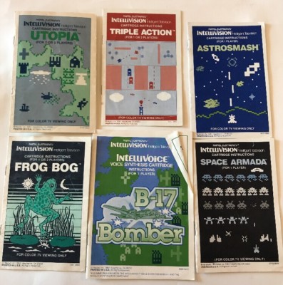 Mattel Electronics Intellevision Video Game System Manuals Only Lot 6 Rare Games