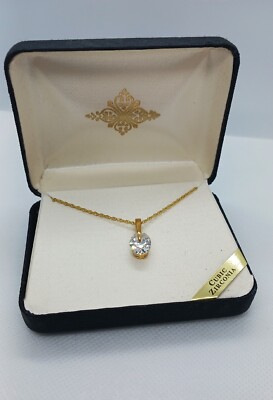 Vintage Gold tone Oval Cubic Zirconia Necklace In Original Box