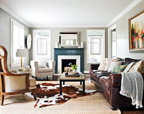 NEW LARGE 100% COWHIDE LEATHER RUGS TRICOLOR COW HIDE SKIN CARPET AREA 18-35SQFT - Picture 3 of 35