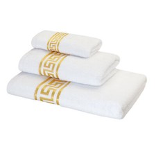 Handtücher Duschtücher Gästetücher 100% Baumwolle  Weiß Gold Towel 