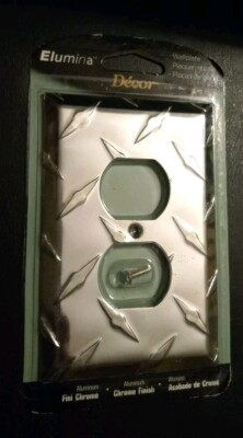 Elumina  Diamond Cut Aluminum Chrome Finish Duplex Wallplate New