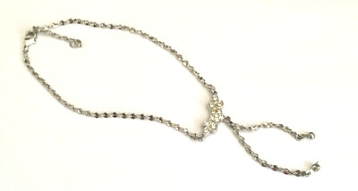 VINTAGE AVON SILVER TONE ANKLET RHINESTONES 9'' TO 10'' ADJUSTABLE DANGLES