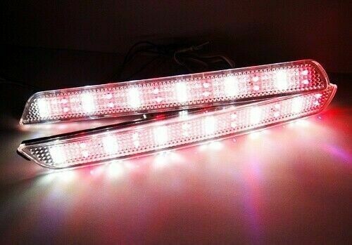 2x Clear Lens LED Rear Bumper Reflector Backup Tail Brake Light For 2004-2009 Mazda 3 Axela