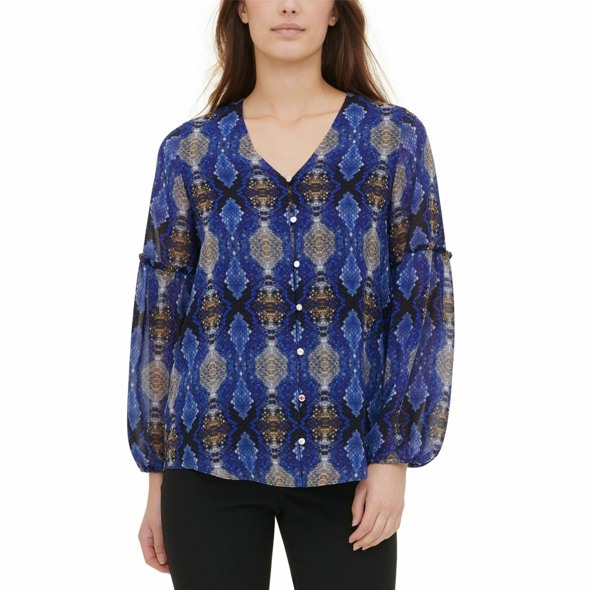 V-Neck Snake Print Long-Sleeved T-Shirt V-Neck Snake Print Long-Sleeved T-Shirt