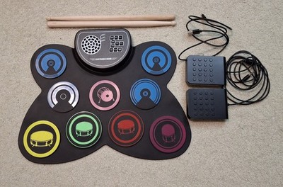 Electronic Drum Set, 9 Drum Practice Pad with Headphone Jack, Roll-up Pad Mac...