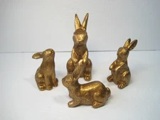 Ankyo Development Set Of 4 Gold Shiny Rabbits Family Figurines NEW