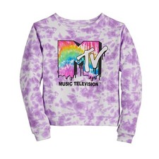 MTV Girl's Long-Sleeve Music Graphic Pullover Sweatshirt Purple, Small, S 