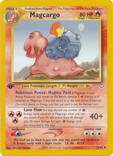 Pokemon Card - Neo Revelation 33/64 - MAGCARGO (uncommon) *1st Edition* - NM/M