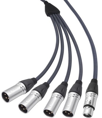 HUALEU 2Feet 3Pin XLR 1 Female to 4 Male Y Splitter Audio Cable,4Way-1 XLR Si...