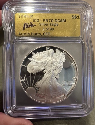 1994-P  PF70 D Proof American Silver Eagle GOLD LABEL 1 of ONLY 99 Key Date!!