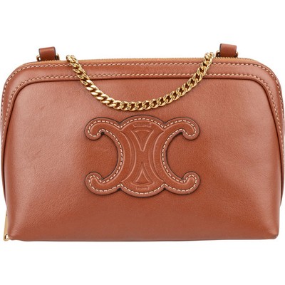 Celine Calfskin Chain Shoulder Triomphe Crossbody Bag Tasche