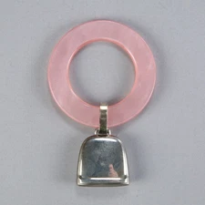 Vintage Baby Rattle - Teething Ring Marked "WEB Sterling"