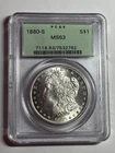 1880 PCGS Morgan Silver Dollar PCGS MS63 OGH Old Green Holder Blast White