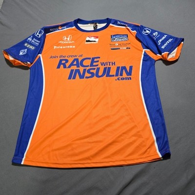 DyeSport IndyCar Racing Jersey Mens XL Orange Race With Insulin Charlie Kimball