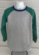 Boys Kids Boden Raglan Sleeve Casual Comfy Grey And Green Shirt Size 5-6