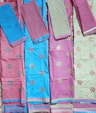 3 Peice 100 cotton Unstitched open fabric Salwar Kameez dupatta suit set