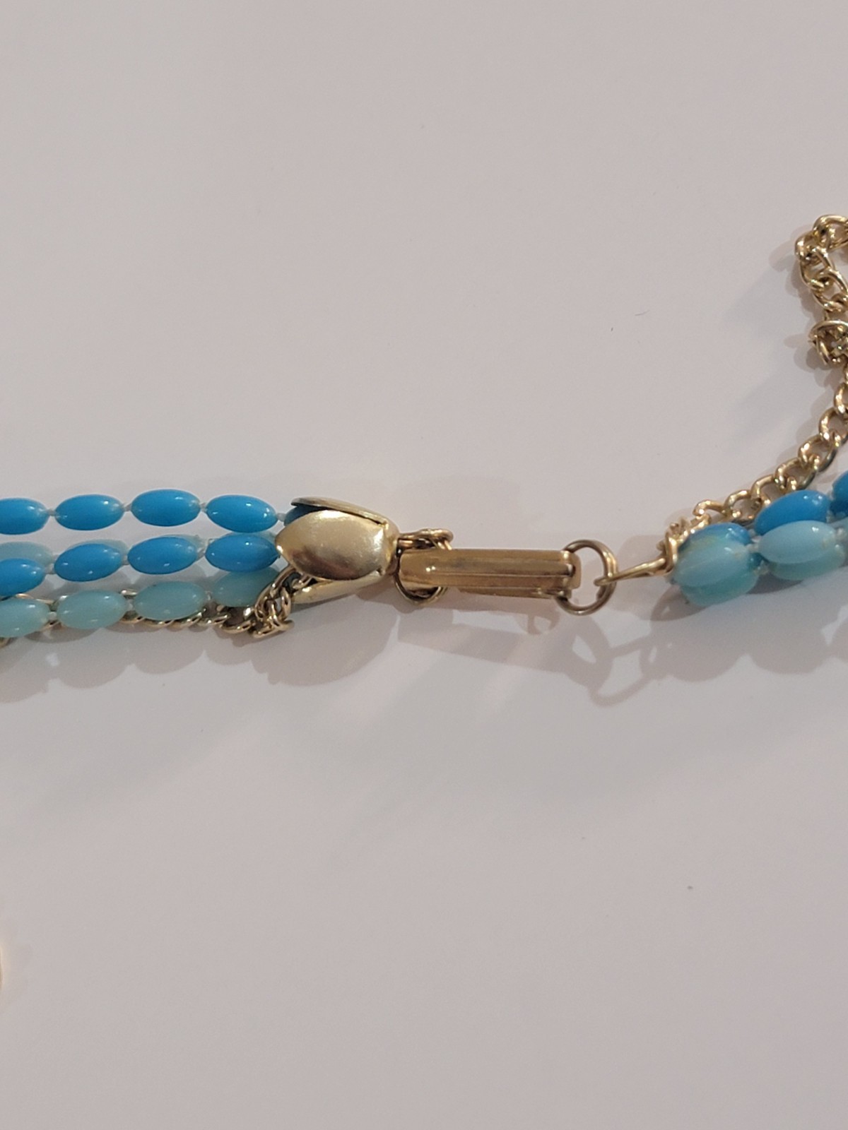 Plastic Beaded Blue Three Strand Multi-strand Nec… - image 5