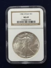 1986  NGC MS 69 American Silver Eagle Brown Label Clean No Spots