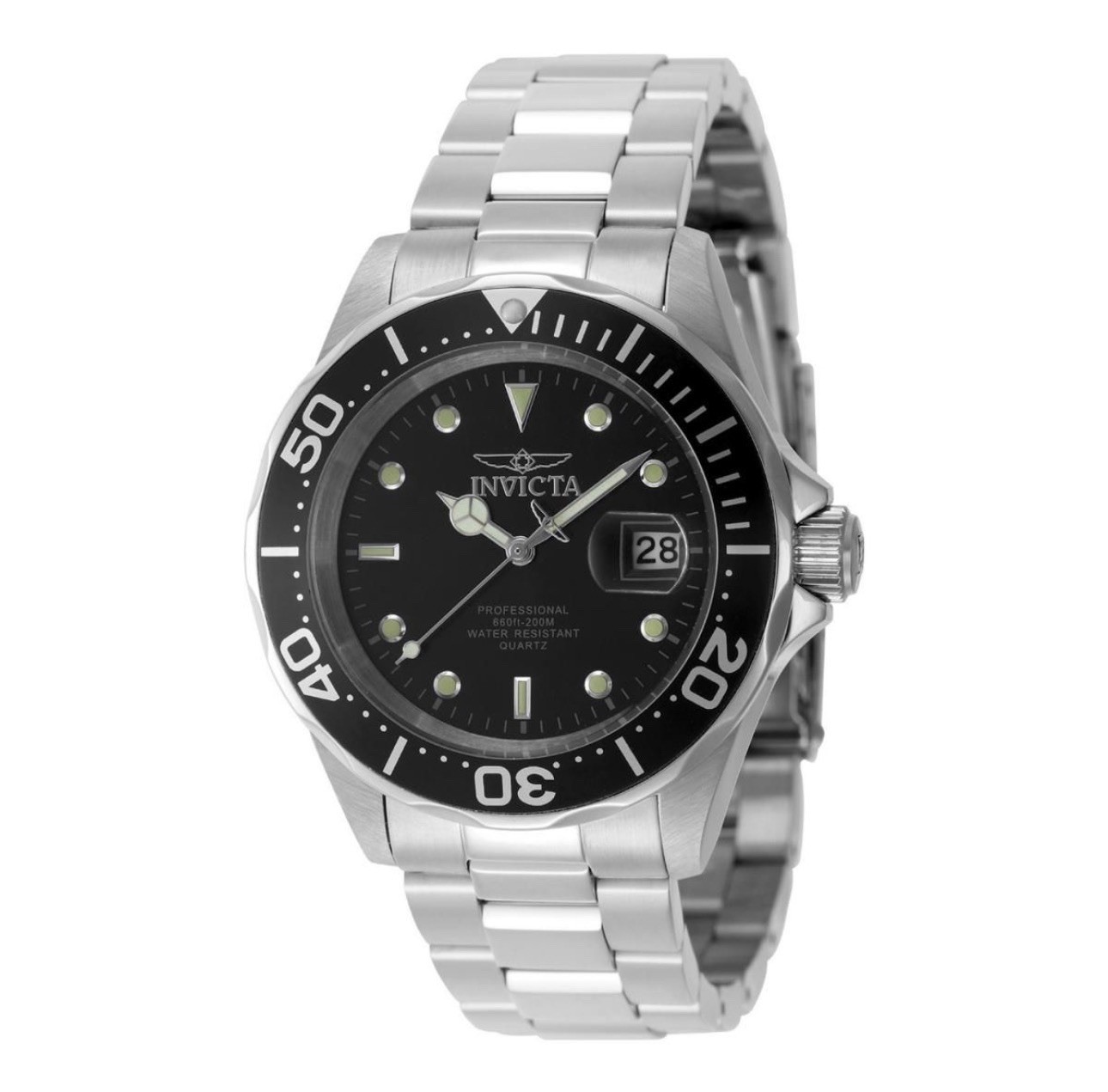 Invicta Pro Diver Swiss Ronda 705 Black Dial/Bezel Stainless