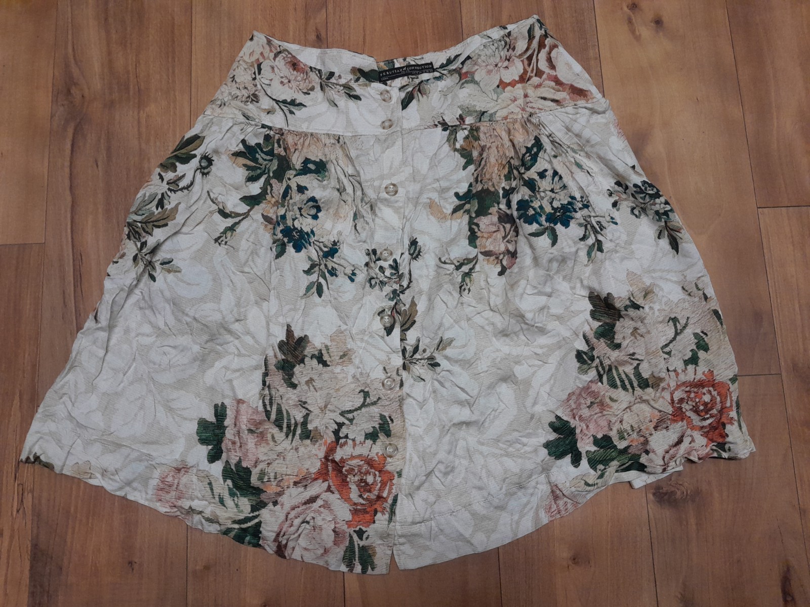 Peruvian Connection Ruffle Tiered Button Front Sk… - image 1