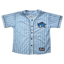 Boys Short Sleeve Blue Sonic the Hedgehog Button Front Jersey Shirt Medium 8