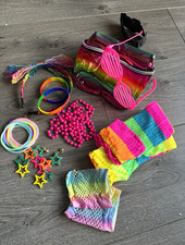 Rainbow 1980 Fancy Dress Accessories Bundle Bag Glasses Bangles One Size