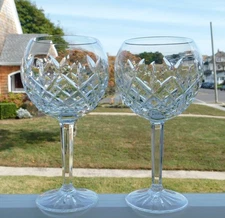 2 WATERFORD PALLAS OVERSIZED BALLOON WINE GLASSES GOBLETS 8" H SET #3