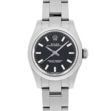 ROLEX Oyster perpetual 176200 black White bar Random Number second hand Women
