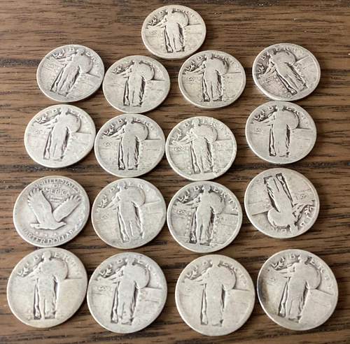 Lot Of (17) Standing Liberty Quarters No Dates ~ 90% Silver