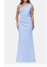 Xscape Evenings Sash Detail One-Shoulder Scuba Crepe Sheath Gown  Size:12 $259