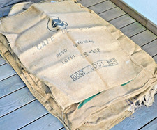 vintage LOT 18 SAC à CAFE en TOILE de JUTE bag BAKELITE Madagascar BRASIL coffee
