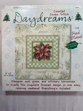 Daydreams Harmony Under Glass Pink Poinsettia Counted Cross Stitch Kit complete