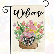 Easter Garden Flag 12X18 Inch Easter Eggs Bunny Double Sided outside Garden Flag