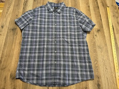APT. 9 Shirt Men's XL Black Plaid Short Sleeve Button Up Shirt Slim Fit