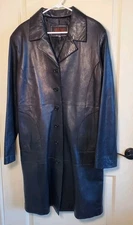 OSCAR LEOPOLD Vtg Lamb Leather Trench Coat  Women XL Black Butter Soft