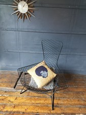 Vintage Mid Century Harry Bertoia for Knoll Bird Chair Wirework Black Sculptural