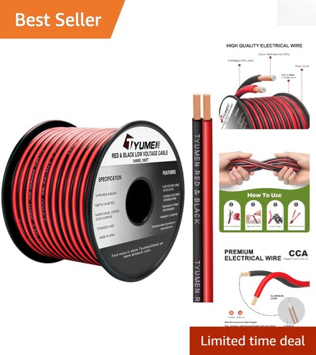 Versatile 100FT 14AWG Cable - Durable Red & Black Wire for Easy Connectivity - Picture 1 of 9