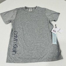 Calvin Klein Boys' Short Sleeve Logo T-Shirt Gray Blue Print Pajama Shirt NWT XL