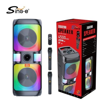 Singe-e ZQS8268 Party Lautsprecher   8  Doppel-Speaker, Bluetooth 5.3, RGB-LED