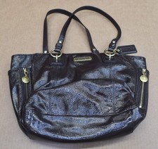 COACH F20431 Gallery Patent Leather Zipper Tote Mahogany Brown