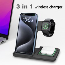 3in1 Wireless Charger Charging Station Dock For Apple Watch 11 iPhone 17 Pro Max