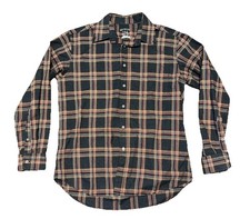 New England Shirt Company Flannel Shirt Men's Large Blue Plaid Made in USA