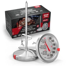 ® 2 Pack Stainless Steel Meat Thermometer, Safe Leave in Oven, 2.5-in Extra-L...