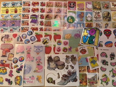 Vintage Sticker Set Large Assorted Lot Scratch And Sniffs Are Glossy And Matte