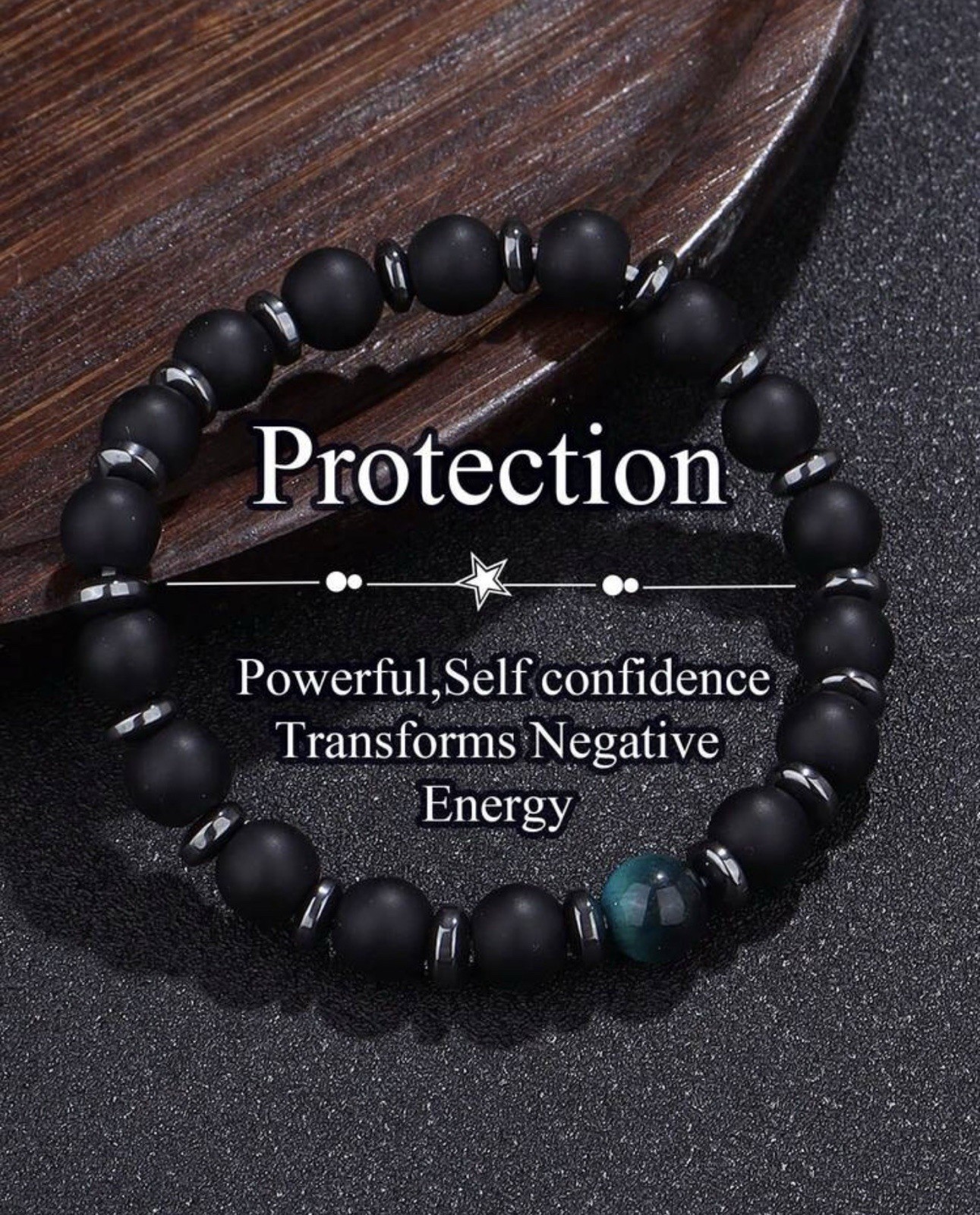 Bracelet oeil de tigre bleu cadeau d'anniversaire symbolique en onyx noir pour homme