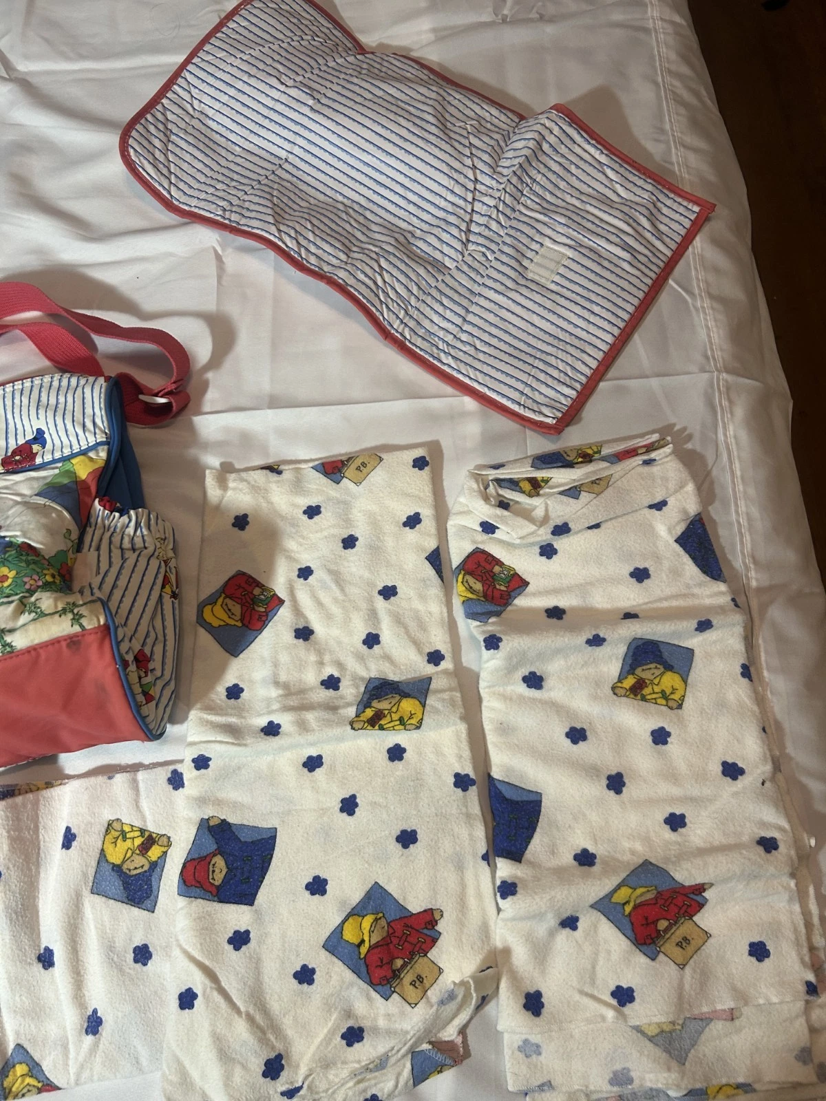 paddington bear diaper bag with changing pad and 3 blankets