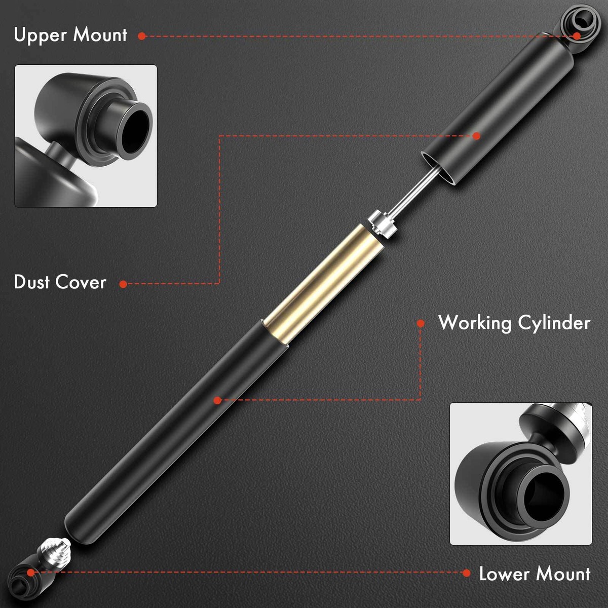 2x Shock Absorbers Rear for Mercedes-Benz Viano Vito Vito/Mixto  