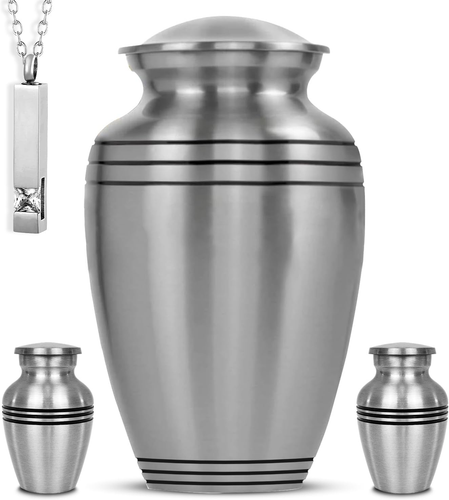 Set of 4 Funeral & Cremation Urn for Ashes Adult Male & Female with Large Pewter